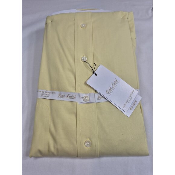 Roundtree & Yorke gold label Shirt Size 20 36-37 Yellow Advance Pinpoint (11) - Picture 2 of 4